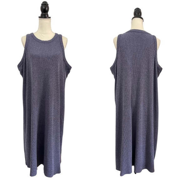 Madewell Plus Westville Tank Spacedye Ribbed Sleeveless Modesty Midi Dress NA628 - Picture 3 of 9
